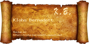 Klohs Bernadett névjegykártya