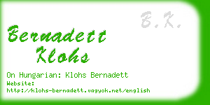 bernadett klohs business card